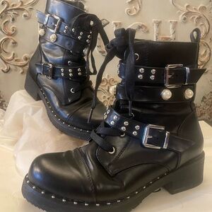 Forever 21 plastic booties with pearls and buckles. Size 6 medium